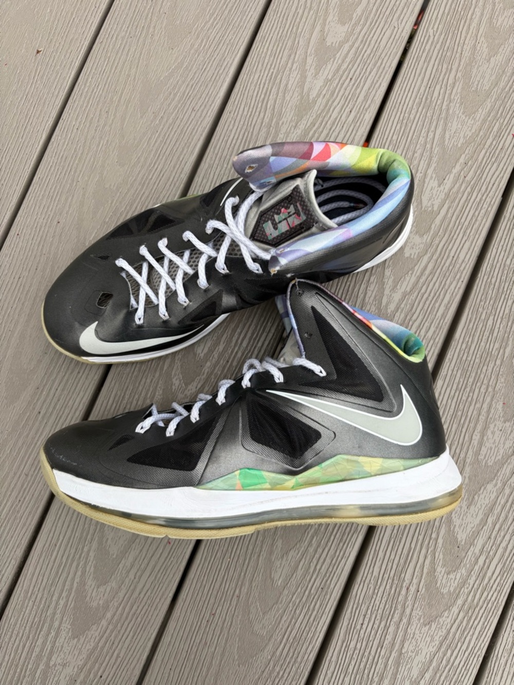 Nike LeBron X 10 Prism Basketball Shoes, size 14